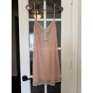 Cosabella Made in Italy Sheer Mesh Slip Dress Lingerie Pink Floral Size L